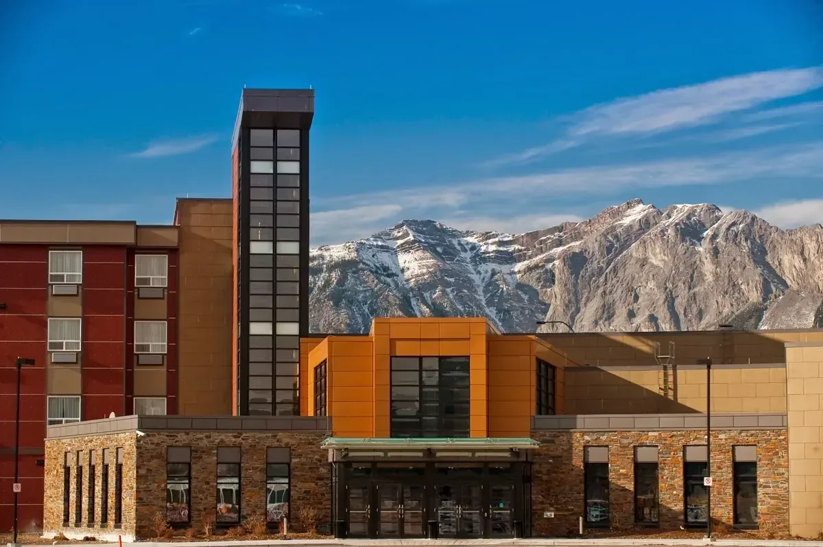 Resort grounds at Stoney Nakoda Resort and Casino under open sky